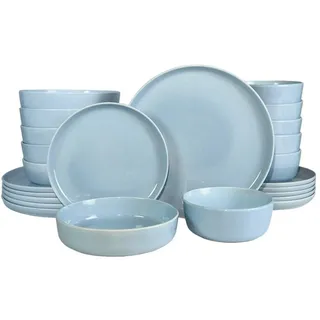 Novel Kombiservice Colori blu, Blau, Keramik, 24-teilig, Uni, 550 ml, Lfgb, lebensmittelecht, Essen & Trinken, Geschirr, Geschirr-Sets, Kombiservice
