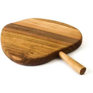 Tuuli Kitchen Schneidebrett Servierbrett Küchenbrett Käseplatte Käsebrett Holzbrett Frühstücksbrett Massiv Holz Nussbaum Walnuss Dunkel Design (Apfel)