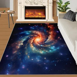 SANSJI Milky Way Rug 100 x 150 Area Rugs, Psychedelic Swirl Stain Resistant Rugs for Bedroom, Galaxy Stars Washable Area Rugs, Planet Mysterious Non Slip Indoor Rugs for Living Room