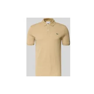 Slim Fit Poloshirt aus reiner Baumwolle, Beige, S