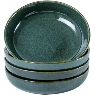 UNICASA Salatschüssel aus Porzellan, 20com 4er-set Salatschalen, Porzellan Müslischale Dessertschalen Obstschalen für 4 Personen, Grün