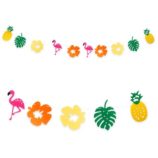 Hawaii Girlande Sommer Party Deko Banner mit Flamingos Ananas Blumen