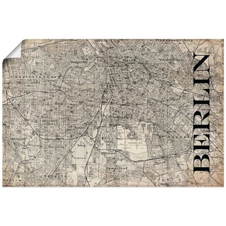 Artland Wandbild Berlin Karte Straßen Karte Grunge, Deutschland (1 St), als Alubild, Outdoorbild, Leinwandbild, Poster in verschied. Größen beige 60 cm x 40 cm