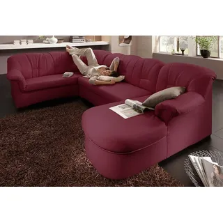 DOMO collection Wohnlandschaft Kunstleder U-Form 2-Sitzer + 3-Sitzer Rot