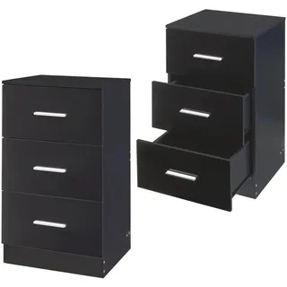 [en.casa] Nachtschrank Aurdal 37 x 34,5 x 66 cm Schwarz