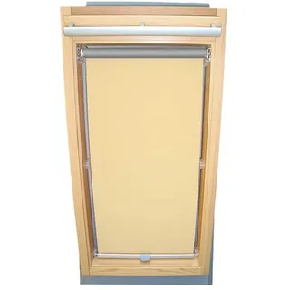 Rollo für VELUX Dachfenster THERMO Alu-Rückseite Dachfensterrollo für TYP GGU/GPU - 104 - Farbe Creme - mit Haltekrallen