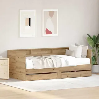 Hoodmeel Tagesbett mit Schubladen 90x190 Schlafsofa 90x190 mit Schubladen Gästebett Jugendbett Bettgestell Holz-Eiche handwerklich-90 x 190 cm