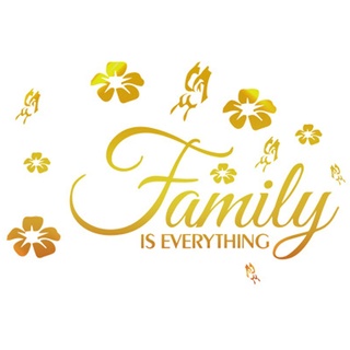 Family is Everything Wanddekoration, 3D-Acryl-Spiegel, Wandaufkleber, Familienbuchstaben, Zitate, Familiensprüche, Wanddekoration, groß, inspirierende Wandkunst-Aufkleber, Schriftzug (Gold)