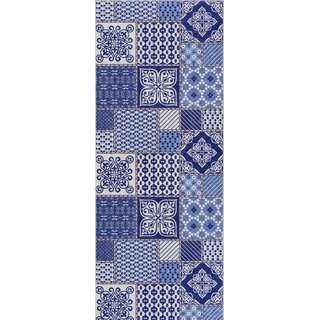 Küchenläufer »1819-Weiss«, TEPPIA, Höhe: 6 mm, Teppich Waschbar Rutschfest Küchenteppich Weiss blau