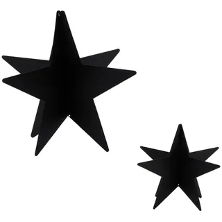 Metall Deko Stern Schwarz Im 2er Set  – 14 Und 8 Cm – Weihnachtsdeko Sterne - Advent Weihnachts Dekoration Tischdekoration Fensterdekoration
