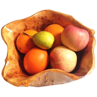 Obstschale aus rund, Rustikale Obstschalen aus Holz Holzschale im Naturschnitt ,Jede Schale kann in Farbton, Maserung und Form stark vom Foto abweichen Unregelmäßig Design Obstkorb Tischdeko Deko