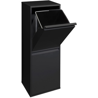 ARREGUI Basic CR206-B Recycling Abfalleimer / Mülleimer aus Stahl mit 2 Inneneimern, 2 Fach Mülltrennsystem, 2 x 17L (34 L), schwarz