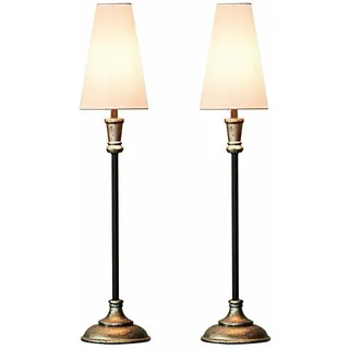 Mirabeau Tischleuchte Tischlampe 2er Set Obsonville silber/schwarz/creme schwarz|silberfarben