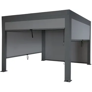 Mendler Pergola HWC-L46 3 x 3 m inkl. 4 Seitenteile Grau