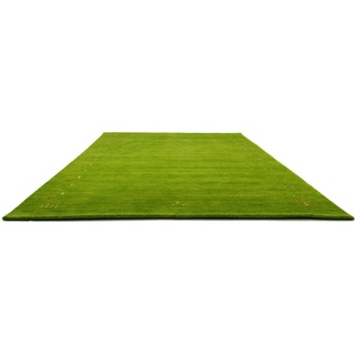 Wollteppich MORGENLAND "GABBEH FEIN FENTH" Teppiche Gr. B/L: 200 cm x 300 cm, 18 mm, 1 St., grün Schurwollteppiche reine Schurwolle bunte Bordüre, Wohnzimmer