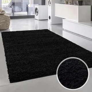 Carpet City Shaggi uni 500 Hochflorteppich 133 x 190 cm Schwarz