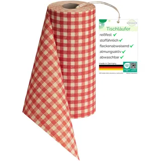 Sensalux Landhaus Tischläufer, Karo Rot-Weiß 50 cm x 25 m | stoffähnliches Vlies, italienischer Landhausstil, abwaschbar, wasserabweisend, Tischdeko für Party Event Catering