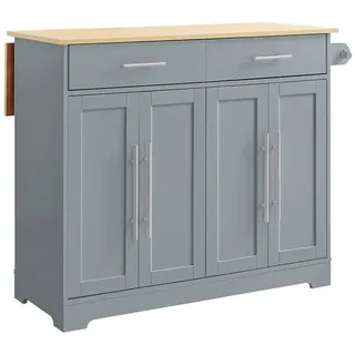 SoBuy Kücheninsel mit 2 Schubladen Grau 107x69x91cm Modern