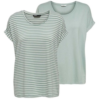 ONLY T-Shirt Damen Top MOSTER Regular Fit (2-tlg) Basic Kurzarm Tee Shirt mit Rundhalsausschnitt grün M