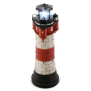Raburg LED Solarleuchte Garten Leuchtturm Roter Sand mit Dämmerungssensor, rotierender Spiegel, LED, kaltweiß, wechselbare Leuchteinheit, austauschbarer Akku, 2 Solar-Panels rot|schwarz Ø 18 cm x 50 cm