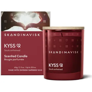 Skandinavisk KYSS 'Kuss' Mini-Duftkerze, Duftnoten: Brombeeren und Rose, Kandiszucker und Nelken. Vegane Formel, 65 g
