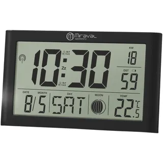 Digitale LCD Tischfunkuhr mit Datumsanzeige + Temperaturanzeige Geräuschlos Digitale Funkuhr mit Datumsanzeige Digital Schwarz 2X AA-Batterie Schwarz Kunststoff Unisex DCF77 Datumsanzeige (Schwarz)