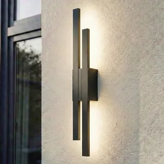 LINDBY Außenwandleuchte Aluminium 59,0 cm spritzwassergeschützt 2-flammig schwarz