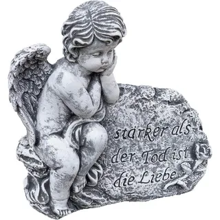 stoneandstyle Steinfigur, Grau, Stein, Religion/Spiritualität, 26x26x9 cm, Dekoration, Skulpturen & Dekoobjekte, Engelfiguren