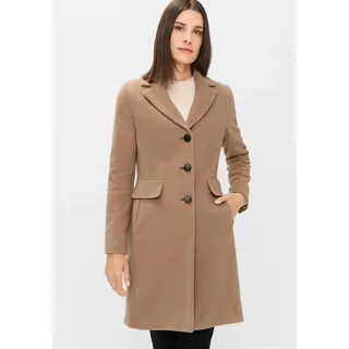 Wollmantel FUCHS SCHMITT "Wollkurzmantel", Damen, Gr. 48, braun (beige), Web, Obermaterial: 75% Wolle, 20% Polyamid, 5% Kaschmir, clean, unifarben, regular fit lang, V-Ausschnitt, eingesetzt,Ärmel mit Ärmelschlitz gerader Abschluss mit Schlitz, Mäntel, mit Reverskragen