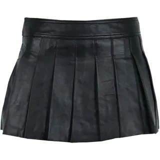 Faltenrock RICANO "Lederrock Pleated Skirt", Damen, Gr. L, schwarz, Obermaterial: 100% Lammnappaleder LANA., normal mini, Röcke, Handgefertigt aus echtem Leder