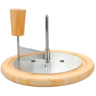 GSD HAUSHALTSGERÄTE Käsehobel Käsereibe für kulinarische Kreationen, Edelstahl, Holz, für „Tête de Moine“, ideal für Käse und Schokolade braun