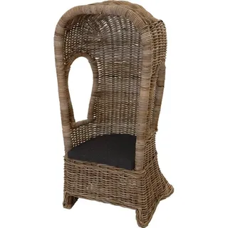 Krines Home Sessel Kindersessel Sessel aus echtem Rattan Kinderstuhl inkl. Polster, in Strandkorb Optik, Kindermöbel Junior grau