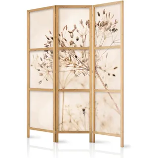 murando - Paravent Raumteiler Holz Pflanzen Japanische, Wohnzimmer, modern | Mobiler Sichtschutz, sofort einsatzbereit, Holzrahmen, ideal fürs Wohnzimmer oder Büro, geruchsneutral, lichtbeständig
