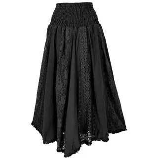 Guru-Shop Minirock Boho Spitzen Maxirock, Flamenco Rock, weiter.. alternative Bekleidung schwarz