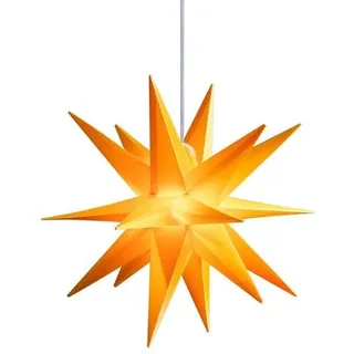 ZICOM LED Dekostern Weihnachtsstern Stern mit 18 Zacken wetterfest, gelb Ø 25cm, mit Batteriefach für 4xAA, 6V, Timer 6h, Innen und Außen für Weihnachten, Party, Dekoration, Geschenkidee,