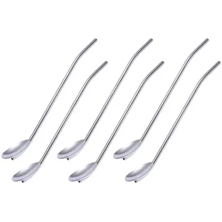 6 St ̈1 Edelstahl Herzform Metall Trinkhalm Wiederverwendbare Strohhalme L?ffel Set (Ovale Form)
