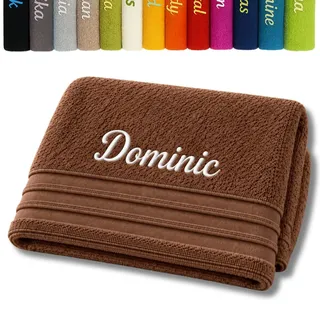 Pet-Jos Personalisiertes Badetuch mit Namen Schön Bestickt Name Benutzerdefinierte Handtuch 140 x 70 cm Badetuch Baumwolle Handtuch (Braun)
