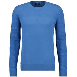 Rundhalspullover RAGMAN, Herren, Gr. 50, blau (royal blau, 736), 70% Baumwolle 30% Leinen, casual, ohne Ausschnitt, Langarm, Pullover