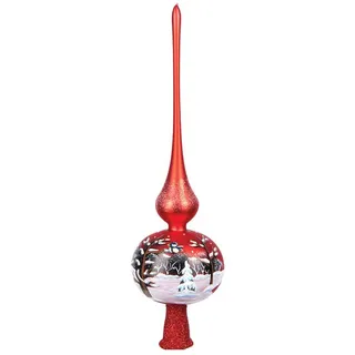 IMPULS Christbaumspitze, Christbaumspitze Glas mit Winterlandschaft Motiv 35cm rot rot