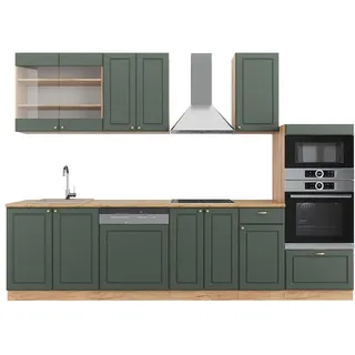 Vicco Küchenzeile Fame-Line 300 cm Grün-Gold Eiche