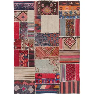 Nain Trading Orientteppich Kelim Patchwork 123x177 Handgewebter Orientteppich / Perserteppich, rechteckig, Höhe: 4 mm rot