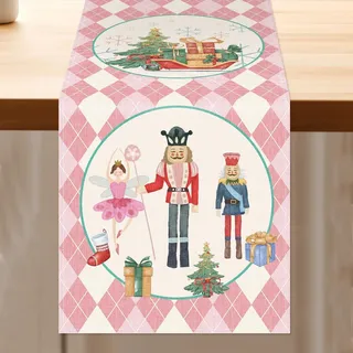 Aitsit Weihnachten Tischläufer Nussknacker Weihnachtsdeko Winter Wasserabweisend Tischläufer Modern Weihnachtstischläufer Für Drinnen Und Draußen Party Küche Esstisch Dekoration 40×180cm