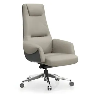 JV Möbel Chefsessel Leder Grau
