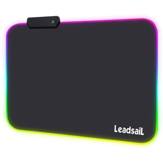 LeadsaiL RGB Gaming Mauspad 12 Beleuchtungs Modi 7 LED Farben Antiwasser, Premium-texturiertes, rutschfeste Gummierte Unterseite Matte für Computer PC Professionelle Gamer - 35.5x25.5x0.4cm