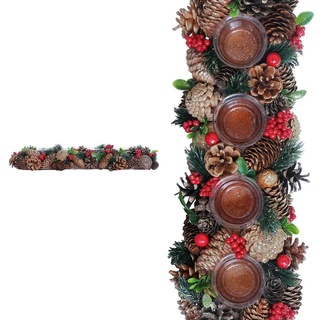 Small-Preis Adventsleuchter Adventsgesteck mit 4 Teelichthaltern in Weihnachtlicher Dekoration