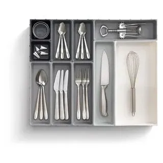 JosephJoseph Besteckkasten Blox, grau / weiß, Kunststoff, für Schublade, zusammensteckbar, 10 Fächer, 52,6 x 43,9 cm