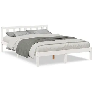 vidaXL Massivholzbett 140 x 220 cm Weiß