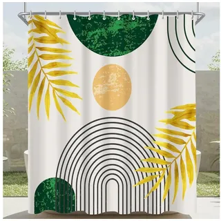 luxuskollektion Duschvorhang 180 x 160 cm Dunkelgrün Blätter Linie