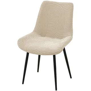 WYLEBER Esszimmer Stuhlhussen Schalenstühle,rutschfeste Universal-Stuhlhussen ohne Armlehnen,für Küche Esszimmer Wohnzimmer Schlafzimmer(Beige,1 Set)