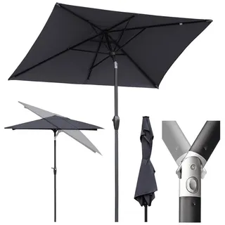 Sekey Sonnenschirm Rechteckige Sonnenschirme Kippbar mit Kurbel Gartenschirm groß, Sonnenschutz UV50+, Gartenschirm Knickbar, für Garten, Terrasse grau